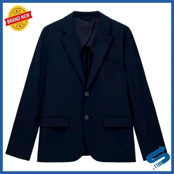 Men's Stretch Blazer with Button Closure and Pockets, Dry Clean Only